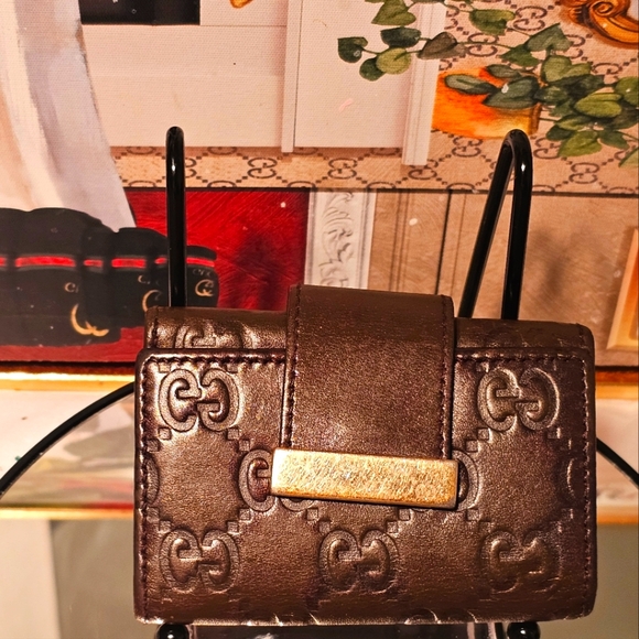 Gucci Guccissma GG Brown Leather Key Holder/Wallet - Picture 1 of 11